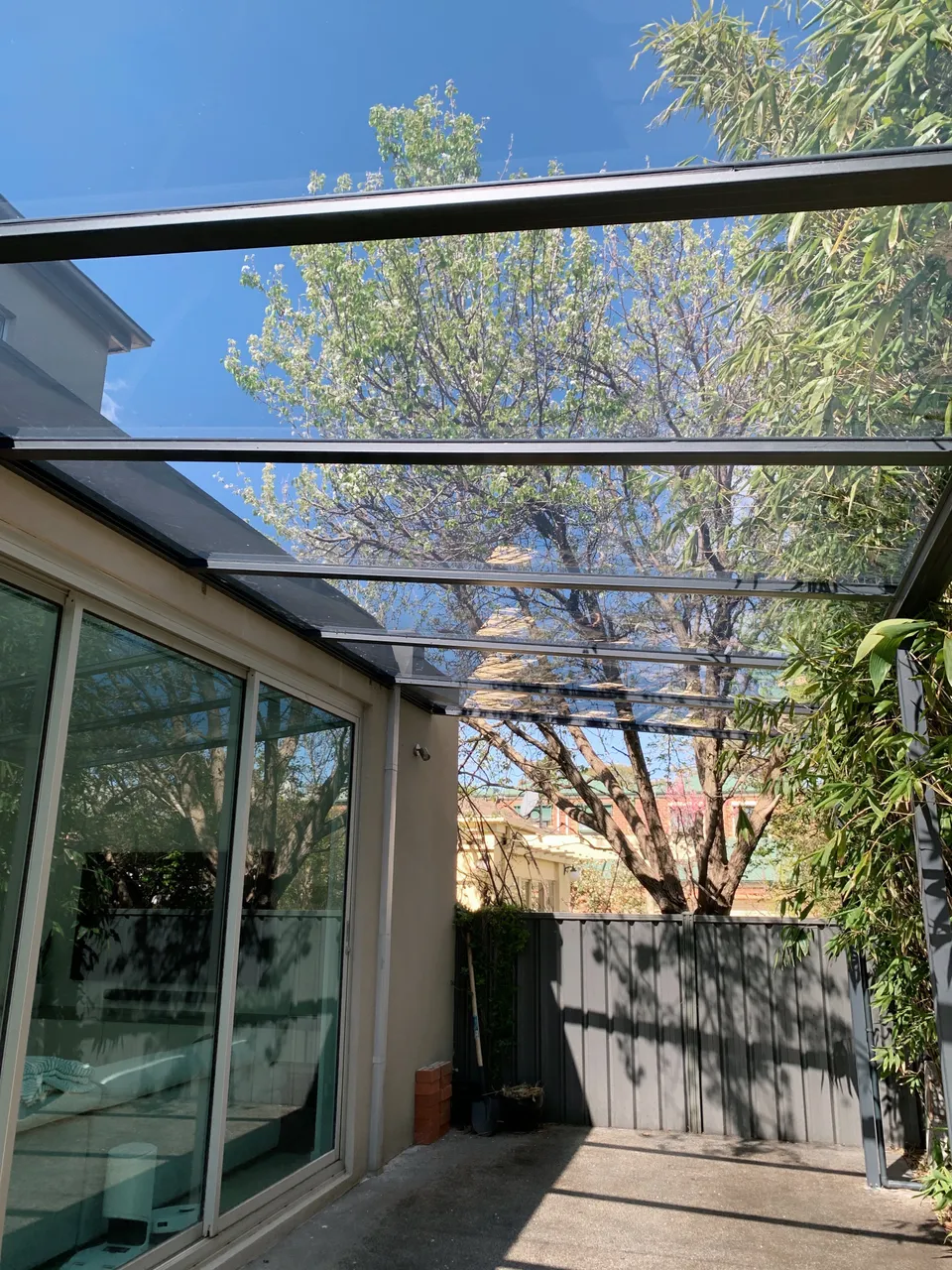 Clear patio roofing panels for a Melbourne outdoor area