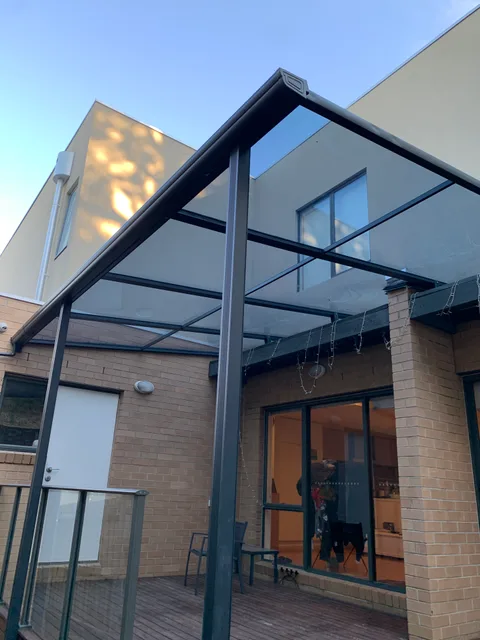 Clearview installation: Raised roofline over an entrance deck