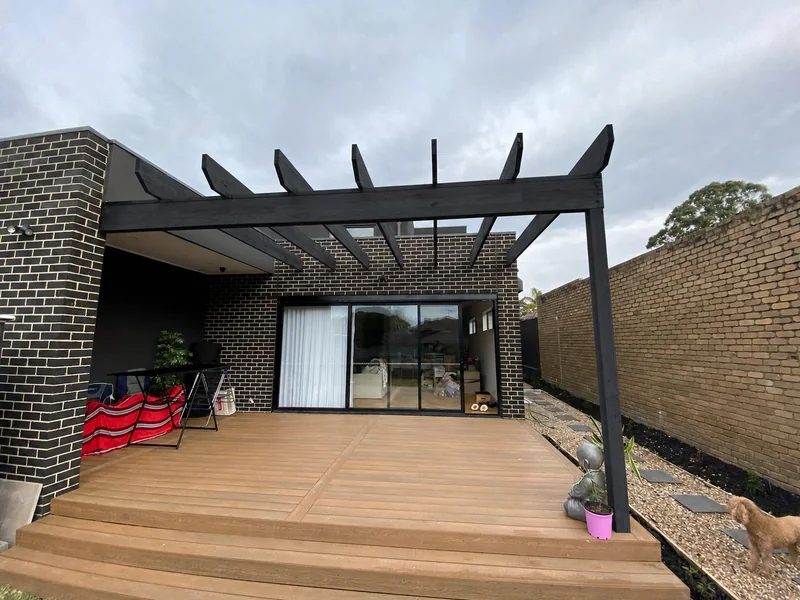 Existing open timber pergola before the Clearview roof upgrade